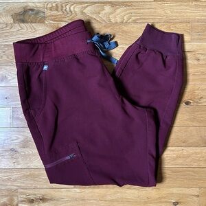 Large Petite FIGS Scrub Pants- Burgundy